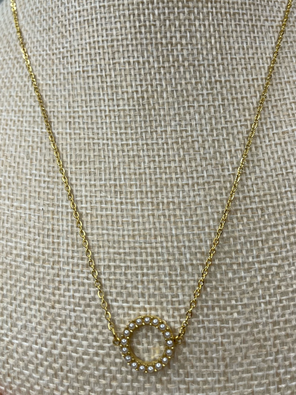 Plunder Gold Circle Pendant Necklace with Crystal Accents